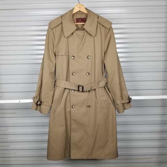 Nordstrom trench coat mens size 42 large unisex camel - Picture 4 of 10